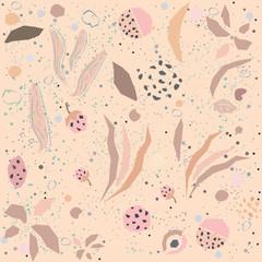 Seamless delicate floral pattern on dotted background