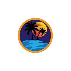 Fototapeta na wymiar Summer Beach Holiday logo design