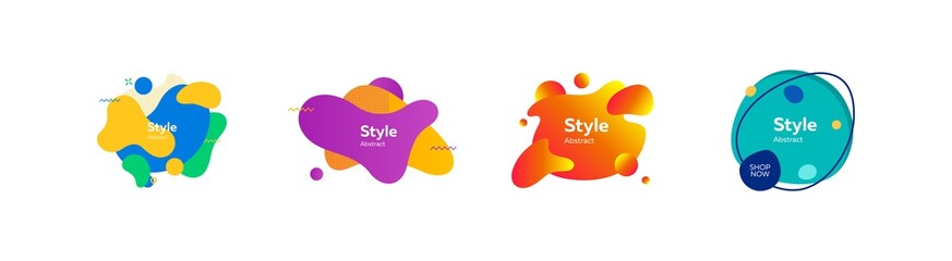 Set of bright gradient flowing shapes