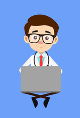 Professional Doctor - Sitting and Working on Laptop