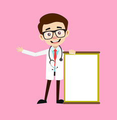 Professional Doctor - Joyfully Presenting a Blank  Board