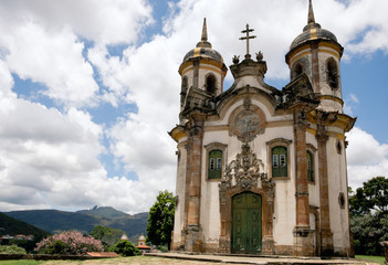 The baroque style Church of Saint Francis of Assisi in Ouro Preto, Brazil