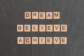 Dream Beleive Achieve Written With Game Tiles