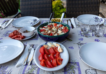 Prepared for supper table on the terrace