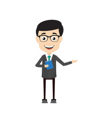 Professional Male - Holding a Book and Presenting