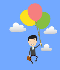 Professional Male - Flying with Balloons