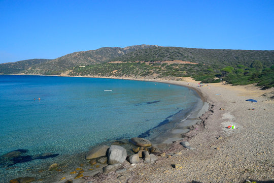 Vista della spiaggia di Mari Pintau