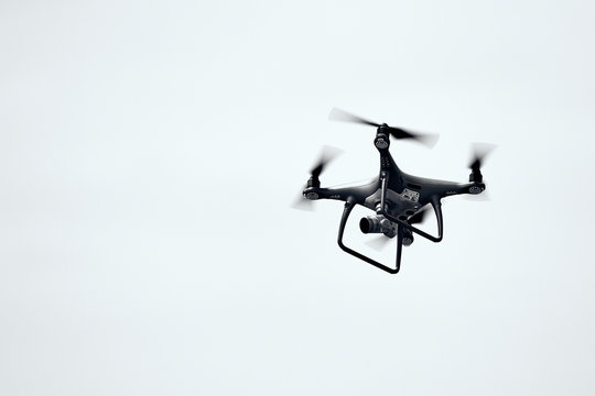 DJI Phantom 4 Pro Obsidian Edition in flight. 24.04.2018 Nazare, Portugal