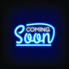 Coming Soon Neon Signs Style Text Vector