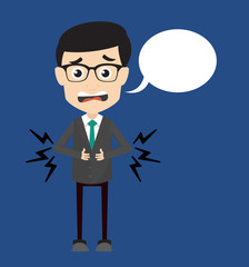 Professional Male - Feeling Pain in Stomach with Speech Bubble