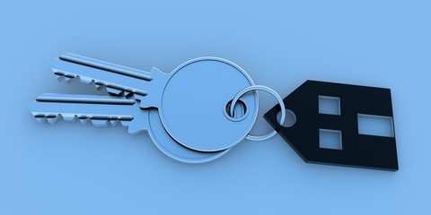 Key with a House Keychain for a new Home Extremely detailed and realistic 3d illustration