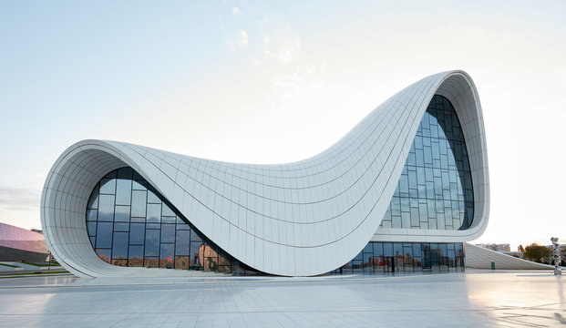 Heydar Aliyev Center. designed by Zaha Hadid. Center houses a conference hall, gallery and museum. Baku, Azerbaijan, 27.04.2017