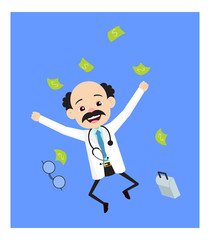 Psychiatrist - Jumping in Excitement with money