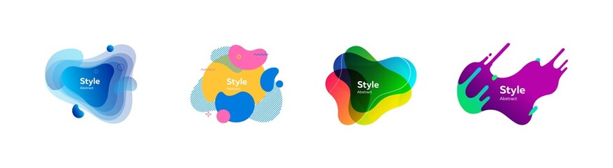 Modern bright neon shapes set