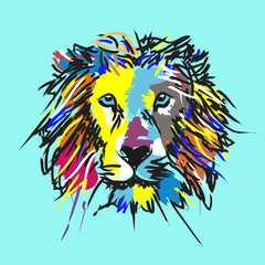 Abstract Head Lion Colorful Illustration Vector Template