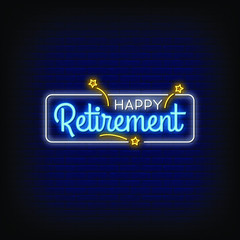 Happy Retirement Neon Signs Style Text Vector