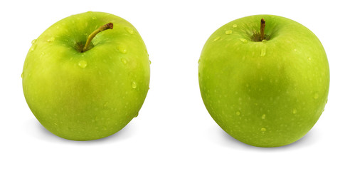Green Apples on White Background with Clipping Path