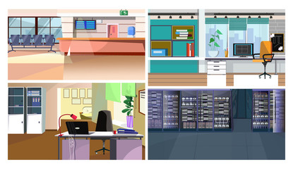 Commercial interiors illustration set