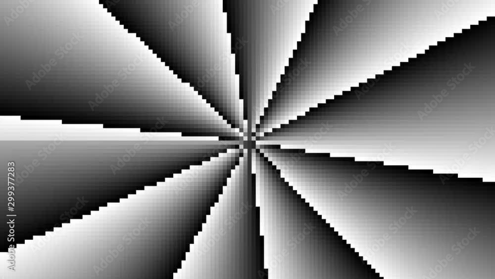 Poster retro 8-bit endless loop of rotating spokes from center of frame