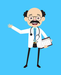 Psychiatrist - Holding a Checklist and Showing with Hand Gesture