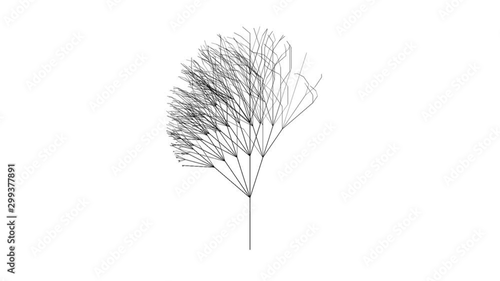 Poster drawing a random branching methematical tree b-tree structure