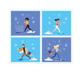people shopping vector design
