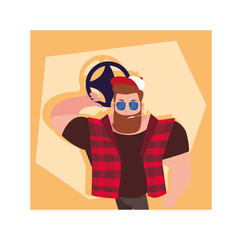 bus driver inside frame vector design