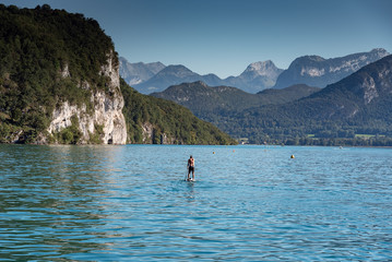 Fototapeta na wymiar Lake Annecy, perialpine lake in Haute-Savoie, France.