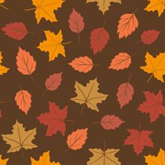 Autumn seamless pattern with colorful leaves