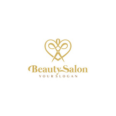 haircut salon logo with scissor vector illustration design.