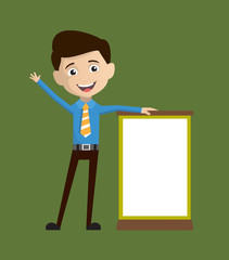 Salesman Employee - Standing with a Blank Board