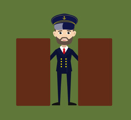 Ship Captain Pilot - Standing with Two Boards