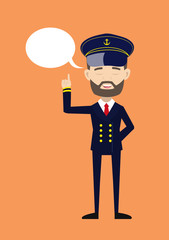 Ship Captain Pilot - Smiling and Pointing to Speech Bubble