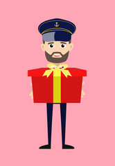 Ship Captain Pilot - Presenting a Gift Box