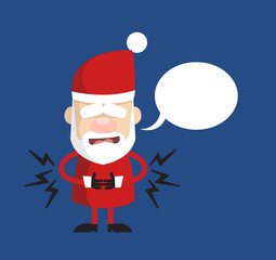Simple Cartoon Santa - Feeling Pain in Stomach with Speech Bubble