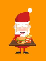 Simple Cartoon Santa - Presenting Fast Foods