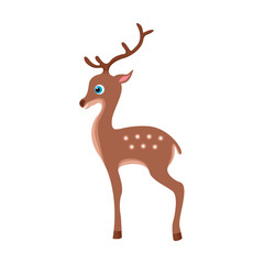 Naklejka na ściany i meble Deer baby Isolated on a white background. Vector illustration of a cute deer in cartoon simple flat style.