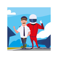 drivers inside frame vector design