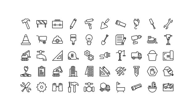 Isolated construction icon set line vector design