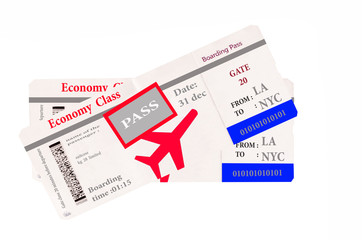 flight tickets isolated on white