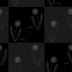 Seamless pattern with dandelions
