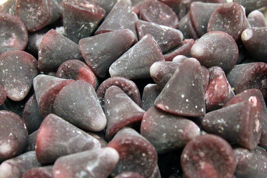 Close up of cuberdon candies