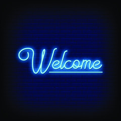 Fototapeta na wymiar Welcome Neon Signs Style Text Vector