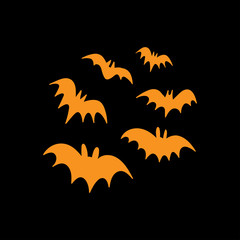 Vector bats collection. Halloween scary animal vector set.