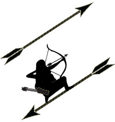 Female bow hunter illustration, archery.