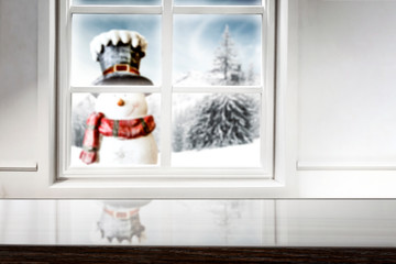 Winter window of free space and chrsitmas time 