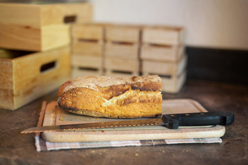 Bread on a cutting board