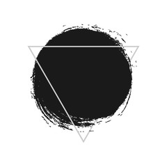 Vector ink black smear logo, label, shape, symbol. Silhouette in grunge style