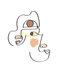 Set of abstract face one line drawing. Portrait minimalistic style. Fine one line drawing abstract face. One line drawing abstract faces. Modern continuous line art