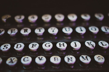 Vintage typewriter keys closeup